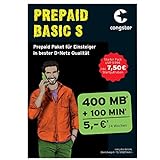Congstar Prepaid Basic S mit 7,50 € Guthaben (400 MB Datenvolumen + 100 Minuten in alle dt. Netze) SIM