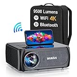 Beamer Full HD 5G WiFi Bluetooth,9500 Lumen 1080P Video Beamer 4P/4D Trapezkorrektur 300 '' Display LED Heimkino Beamer- kompatibel mit Fire Stick, Xbox, Smartphone Projektor mit Trag