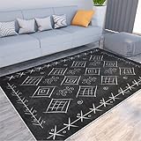 Kinder teppiche grau Teppich Wohnzimmer dunkelgrau abstrakt geometrisch moderner Sofateppich weich,160X200CM Teppich rund kinderzimmer 160X200CM Spiel Teppich 5ft 3''X6ft 6.7''