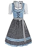 SCARLET DARKNESS Damen Trachtenkleid 3tlg Damen Knielang Dirndl Kleid für Oktoberfest 3tlg Kleid, Bluse, Schürze S B