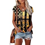 Bluse Damen, Tshirt Damen Sale Bluse Damen Langarm Oberteil Casual V-Ausschnitt Tops Tunika Lose Baumwolle GroßE GrößEn Hemd Leinenbluse Tshirt Damen Lang T-Shirts FüR Damen Kurzarm S