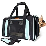 WOOFIE Faltbar Katzentransportbox, Hundebox Auto, 46x28x28cm Hunde Transportboxen Tragetasche Transporttasche für Haustiere bis 10kg, Hundetasche aus Oxford Gewebe (Blau)