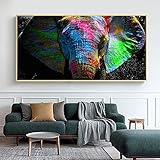 Graffiti Kunst Elefant Leinwand Gemälde An Der Wand Poster Und Drucke Bunte Tier Wandbilder Für Kinderzimmer Dekor 55x120cm(22''x47'') Ung