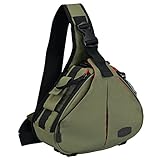 CADeN Kompakte Kameratasche Sling Schulter Cross Bag Foto Umhängetasche Abnehmbare Gepolsterte Kompatibel mit DSLR/SLR Sony Canon Nikon 1 Spiegelreflexkamera 2 Objektiv Stativ(Armee-Grün)