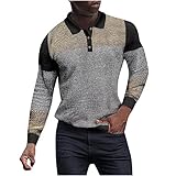 Herren-Poloshirt, langärmelig, Umlegekragen, Knopfleiste, Sweatshirt, modisch, lässig, gestreift, Blumen, Übergröße, Oberteil, Outdoor-Sport, Golf-Pullover, khaki, 58