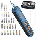 Mini Akkuschrauber Wiederaufladbar 2000mAH, 5N·M Akku Schrauber Set Klein, Einstellbares Drehmoment, Arbeitslampe, mit 24 Schraubendreherbits, Trag