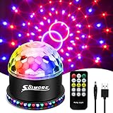 SOLMORE Discokugel LED Discolicht Party Lampe, RGB Disco Lichteffekte USB Kabel 7 Farben 6 Lichtmodi Musikgesteuert mit Fernbedienung für Halloween, Weihnachten, Party,