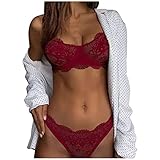 Hirolan Damen Sexy Dessous Set Hohl V-Ausschnitt Babydoll Kleid Erotik Frauen Spitze ReizwäSche Lingerie UnterwäSche Babydoll Negligee Nachtkleid Sleepw