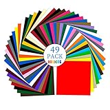 Vinylfolie Plotter, 49 PACK Permanentem Klebefolien, 30,5 x 30,5 cmSelbstklebendes Vinyl–Permanent selbstklebendem Vinyl Blatt Pack mit Klar Transfer Papier Für Cricut, Silhouette Cameo &, M