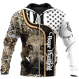 Schöne Wildschweinjagd 3D voll gedruckt Unisex Hoodie Herren Sweatshirt Reißverschluss Pullover Casual Jacke, Kapuzenpullover mit Reißverschluss., X-S