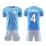 GXEBOPS Herren Fußball Trikots T-Shirt + Shorts Olympique_Ma.rseille Trikot Trainingskleidung Erwachsene Kinder Fußball Uniform Ausrüstung / 4# / 22