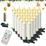 LARS360 20 Stück LED Kerzen Warmweiß Weihnachtskerzen Kabellos mit Fernbedienung und AA Batterien Christbaumkerzen Flammenlose Lichterkette Kerzen für Weihnachtsbaum, Weihnachtsdeko, Feiertag