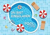 JuNa-Experten 12 Einladungskarten Kindergeburtstag Schwimmbad Mädchen Jungen Jungs Geburtstagseinladungen Einladungen Geburtstags-Party Poolparty