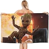 NBAOBAO Groot Strandtücher?Disney Marvel Happy Guardian Beach Towel, Soft super Absorbent Quick-Drying Multi-Purpose Towel (Groot 4,70cmx140cm)