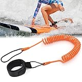 Tusenpy 10 ft Surf Leash,Einziehbares Surfboard Leash,Sicherheitsleine Surfbrett Fußseil für Stand Up Paddle Board (Orange)