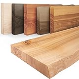 LAMO Manufaktur Wandregal Holz Baumkante, Bücherregal Pure ohne Befestigung, Farbe: Natur 80cm, LW-01-A-002-80
