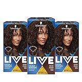 Schwarzkopf Live Color + Moisture Brown Haarfarbe, 3er Pack Permanente Intensivpflege mit Kera-Bond Plex für strukturiertes Haar, Cocoa C