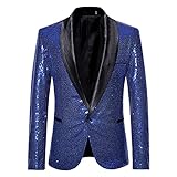 erthome1 Herren Shiny Pailletten Anzug Sakko Casual Slim Fit EIN-Knopf-Anzug Blazer Smokingjacke Mantel Jacke für Nachtklub Hochzeit Partei Performance-Kostü