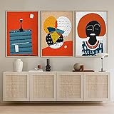 YCHND Abstrakte Afrikanische Frau Figuren Leinwand Bild Ethno Poster Und Kunstdrucke Afro Gesichter Wand Bilder Bilder Home Moderne Dekoration 40x60cmx3 Kein R