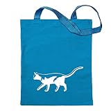 Kiwistar Katze laufend Cat Tragetasche Baumwolltasche Stoffbeutel Umhängetasche Langer Henk