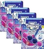 WC FRISCH Kraft Aktiv 4er-Pack Blauspüler Blütenfrische, WC-Reiniger und Farbspüler mit 50 Prozent mehr Glanz 4 Stück