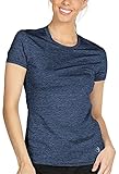 icyzone Sport T-Shirt Damen Kurzarm Laufshirt - Atmungsaktive Fitness Gym Shirt Schnell Trockened Funktionsshirt (XL, Royalblau)