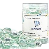 TWINKLING Glänzende runde Feuerglassteine, Glasmurmeln, Glassteine, Glasperlen, Edelsteine für Feuerstelle, Vasen, Basteln, Aquarium, Garten, Dekoration, 17–19 mm, 0,5 kg Glas (kristall/transparent)