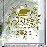 2022 Neujahr Wandaufkleber Weihnachten Home Schaufenster Dekoration Poster Vinyl Carving Aufkleber Kunst Tapete A6 40x42