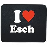 Gaming Mauspad 'I Love Esch' in Schwarz, eine tolle Geschenkidee die von Herzen kommt| Rutschfestes Mousepad | Geschenktipp: Weihnachten Jahrestag Geburtstag Liebling