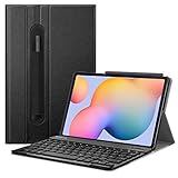 Fintie Tastatur Hülle für Samsung Galaxy Tab S6 Lite 10,4 SM-P610/ P615 2020 mit Stifthalter - Ultradünn Keyboard Case mit magnetisch Abnehmbarer drahtloser Deutscher Tastatur, Schw