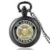 ZDANG Einzigartiger Feuerwehrmann in liebevoller Erinnerung Glas Cabochon Quarz Vintage Taschenuhr Männer Frauen Silber Anhänger Kette Stunden Uhr M