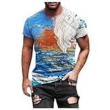 WinDinner Herren T-Shirt mit dem 3D Print Bunt kurzärmeliges T-Shirt Herren Sommer Rundhals Unisex Shirts Lustiges Casual Blusen Slim Fit Hipster Pop Muskel S