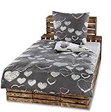 Protex 4 Teilige Winter Bettwäsche Set Fleece Flausch Mikrofaser 135x200 80x80 warme weiche Winterw