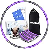 LUCKEA Hula Hoop Reifen Erwachsene zum Abnehmen 1,2kg Abnehmbarer Hoola Hoop Reifen mit Springseil & Tasche, 8 Segmente Fitness Hula Hoop mit Schaumstoff für Anfänger & Fortg