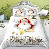 Heim Bettbezug-Set Weihnachtsmann 3D Bedrucktes Bettlakenset Betten Set Für Jugendliche Kinder Schlafzimmer Dekor,Bett-Garnitur Set 3 Teilig Bett-Bezug,Bettbezug 220X240