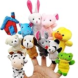 JZK 11 Klein Tier Fingerpuppe Set plüschtier Handpuppe Mitgebsel Geschenk Gastgeschenk für Geburtstag Kinder Party Tasche Füllstoffe W