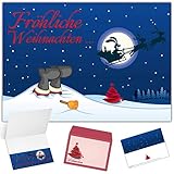 Weihnachtskarten mit Umschlag (15er Set) WEIHNACHTSMANN & OSTERHASE - Klappkarten privat & geschäftlich - Frohe Weihnachten Karten von BREITENWER