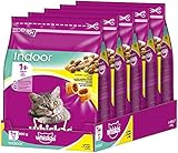Whiskas Katzenfutter Trockenfutter Indoor für Hauskatzen Adult 1+ mit Huhn, 5 Beutel (5 x 800g)