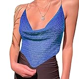 Qtinghua Damen Strick Neckholder Crop Cami Tops, Mode Y2k Ärmellos Rückenfrei Crochet Camisole Tank Top Streetwear Gr. Einheitsgröße, b