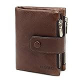 GUIVITU Geldbörse Herren Leder Slim Wallet for Men RFID Schutz Geldbeutel groß Männer Portemonnaie mit münzfach Brieftasche für Geschenke (Braun)