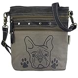 Sunsa Damen graue Umhängetasche. Canvas & Leder Tasche. Kleine Damentaschen in Vintage still. Hunde Motive Crossbody Bag