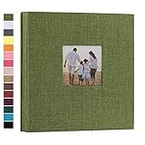 Fotoalbum für 10 x 15 cm, 600 Fotos, Leineneinband, extra großes Fassungsvermögen, Fotobuch für Familie, Hochzeit, Jahrestag, Baby (grün, 600 Taschen)
