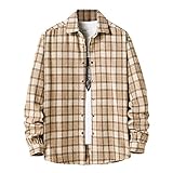 PANBOB Hemd Herren Langarm Revers Kariertes Hemd Herren Regular Fit Klassisch Flanell Hemdjacke Herren Mode Lässig Komfortabel Jacke Herren Herbst Winter Warm Ubergangsjacke H