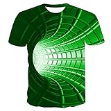 DGSGBAS 3D Druck Tshirt Herren Kurzarm Grüner Tunnel ​Männer Lässige Kurzarmshirt Round Hals Hemden Tops Quick Dry Sport Pullover T-Shirts S