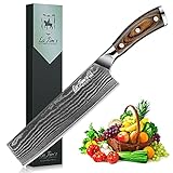 Damaskus Hackmesser Nakiri Messer, Professionelle Küchenmesser aus japanischem VG-10 Edelstahl, Ultra scharfe Klinge und ergonomischer G