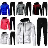 Zilosconcy Herren Jogginganzug Sportanzug Fitness Traininganzug Set Freizeit Jacke Hose Männer Baumwolle Hoodie Sporthose Sportbekleidung Mit Reißverschluss Jogging Sport Gym Slim Fit Herbst W