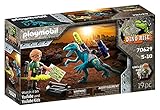 PLAYMOBIL Dino Rise 70629 Aufrüstung zum Kampf: Dinosaurier Deinonychus mit abnehmbarer Rüstung sowie funktionsfähiger Doppelkanone und Teammitglied Tüftler Uncle Rob, Ab 5 J