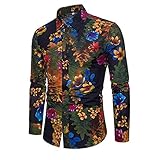 Herrenbekleidung Verkauf Verkauf Verkauf Clearance Herren Mode Casual Langarm Hemd Leinen Floral Slim Reverskragen Gentleman Warm Herren Polo Rugby Hemden Patchwork Tops Größe S-XXXXXL, Grün 2, 3XL