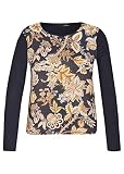 lecomte Damen Shirt mit Front-Print und Glitzer-Effek