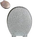 FHKBK Doppelter East Glitter WC-Sitz Slow Close Resin Silverand Gold Farbe,Leise Close WC-Sitze,Einfache Installation/Entfernung, Passend für alle Standard Oval-Form (Größe : Silber)